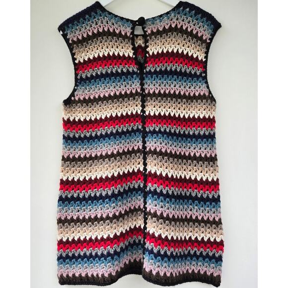 Proche Studio NEW Baby Alpaca Crochet Knit Sleeveless Tunic Sweater Top Large - Picture 2 of 8